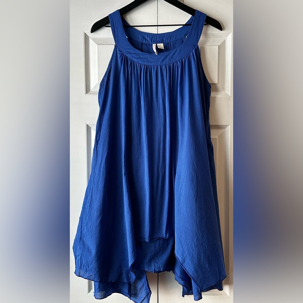 Vibrant blue Red Camel layered dress.